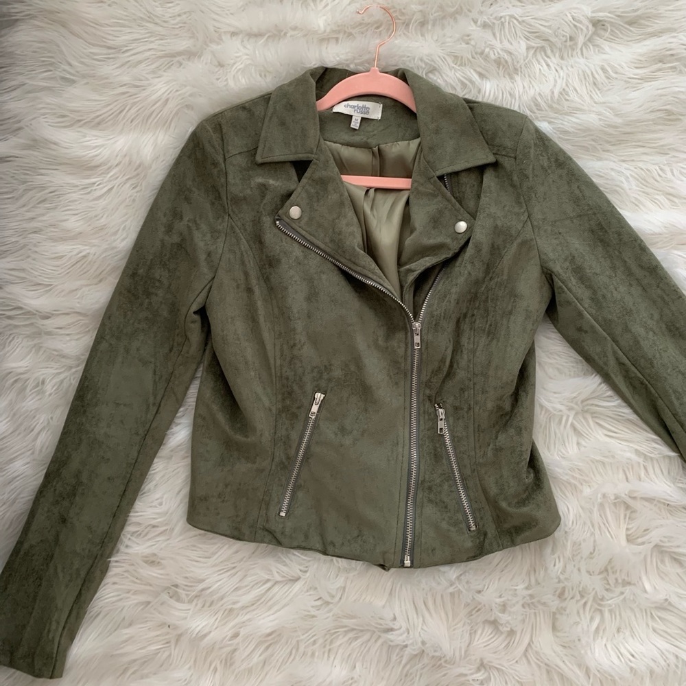 Suede Army Green crop jacket
